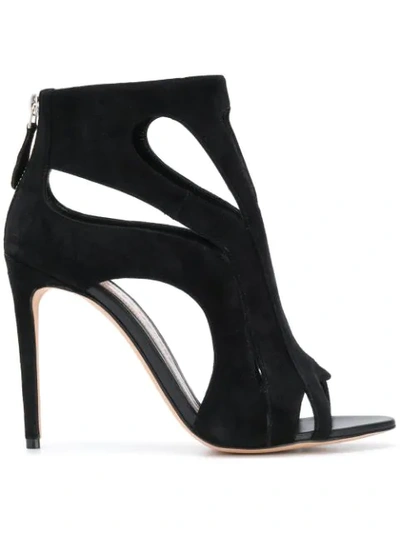 Alexander Mcqueen Caged Suede Bootie Sandal In Black