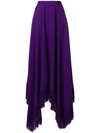 NINA RICCI NINA RICCI ASYMMETRIC FRAYED-HEM MAXI SKIRT - PURPLE