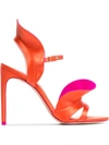 SOPHIA WEBSTER SOPHIA WEBSTER ORANGE AND PINK LUCIA 100 SATIN RUFFLE SANDALS - YELLOW