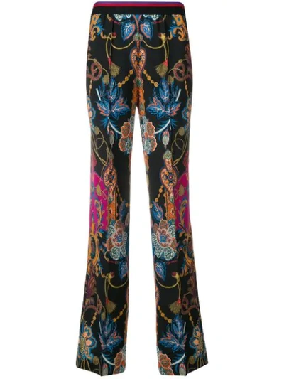 Etro Striped Waisted Flare Leg Trousers - 黑色 In Black