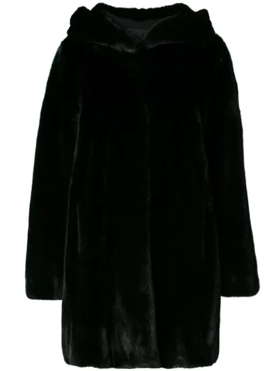 Yves Salomon Cocoon Coat In Black