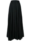 The Row Vailen Pleated Satin Maxi Skirt In Black