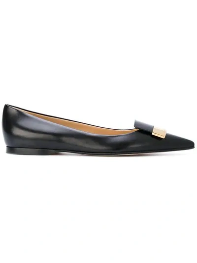 Sergio Rossi Logo Plaque Ballerinas In Black