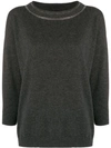 FABIANA FILIPPI FABIANA FILIPPI BEADED NECKLINE JUMPER - GREY