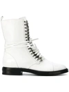 CASADEI CASADEI FLAT LACE-UP BOOTS - WHITE