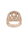 LOREE RODKIN 14KT ROSE GOLD AND DIAMOND ROUND QUATREFOIL RING