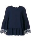 SEE BY CHLOÉ SEE BY CHLOÉ LACE-EMBROIDERED BLOUSE - BLUE