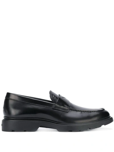 Hogan Route Stamped Logo Loafers In Black