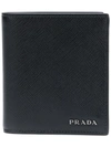 Prada Logo Plaque Cardholder - Black In Black