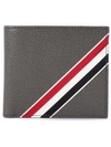 THOM BROWNE THOM BROWNE TRICOLOUR STRIPE LEATHER BILLFOLD - GREY