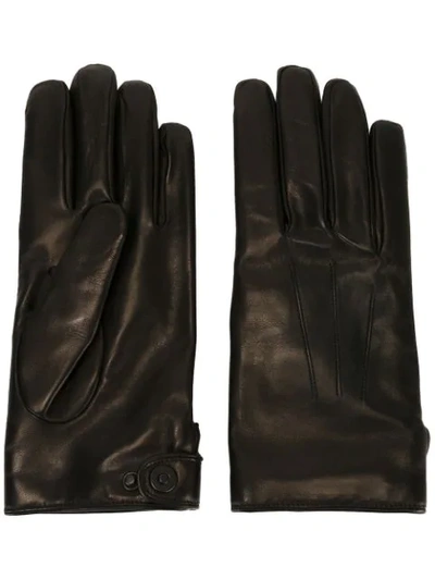 Lanvin Topstitched Soft-leather Gloves In Black