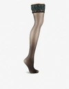 Falke Womens 3009 Black Lunelle Peacock Stockings In Nero