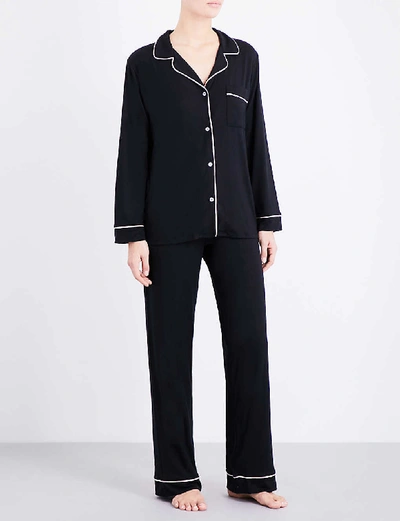 EBERJEY WOMENS BLACK/SORBET PINK GISELE JERSEY PYJAMA SET,71541259