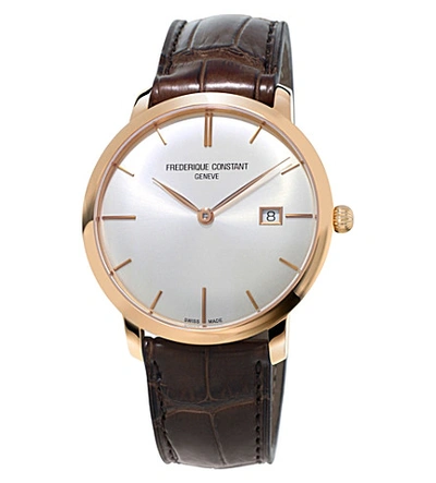 Frederique Constant Fc-306v4s4 Slimline Gold-plated Stainless Steel And Leather Watch
