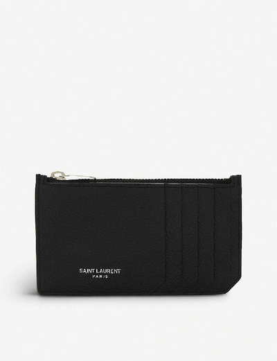 Saint Laurent Rive Gauche Long Leather Card Holder In Black