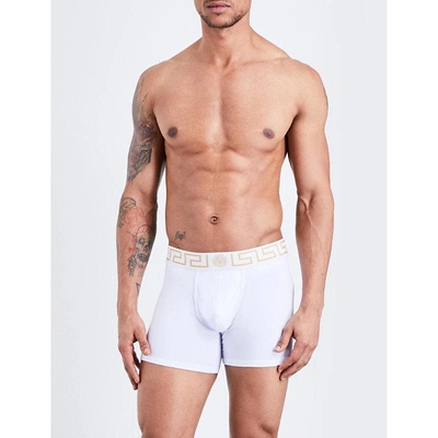 Versace Iconic Classic-fit Stretch-cotton Trunks In White