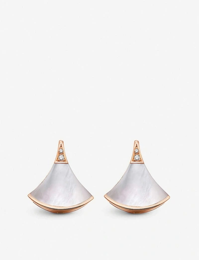 Bvlgari Women's Divas' Dream 18k Rose Gold, Mother-of-pearl & Diamond Earrings In Pink Gold