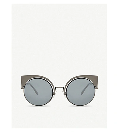 Fendi Women's Gunmetal Grey Modern Ff0177 Round Sunglasses