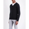 John Smedley Merino Wool V-neck Blenheim Sweater In Black