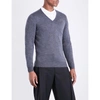 John Smedley Blenheim V-neck Merino Wool Jumper In Charcoal (grey)