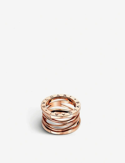 Bvlgari B.zero1 Design Legend Four-band 18ct Rose-gold And White Ceramic Ring