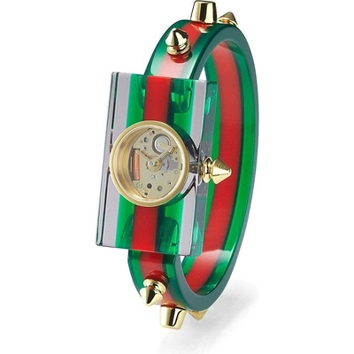 Gucci Ya143506 Skeleton Dial Plexiglass And Gold-plated Watch