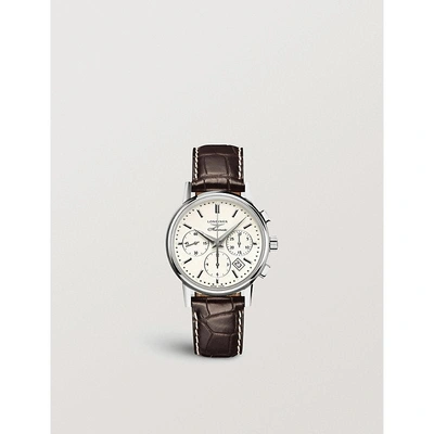 Longines L27334722 Heritage Stainless Steel And Leather Strap Chronograph Watch