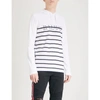 Balmain Striped-logo Hooded Cotton Sweatshirt In Noir Blanc