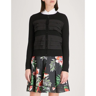 Claudie Pierlot Tiered-trim Cotton Cardigan In Black