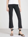 Mother Womens Not Guilty Hustler Ankle Fray Flared High-rise Jeans In Not Guilty (black)