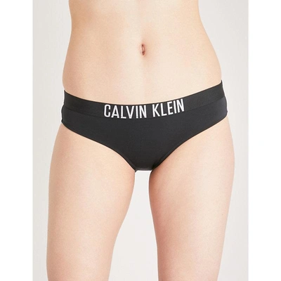 Calvin Klein Logo Detail Hipster Bikini Bottoms In Black