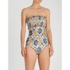 ZIMMERMANN CASTILE FLORAL-PRINT BANDEAU SWIMSUIT