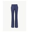 Theory Demitria High-rise Flared Stretch-wool Trousers In Sea Blue