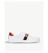 GUCCI GUCCI MEN'S WHITE MEN'S NEW ACE STRIPE LEATHER TRAINERS,95441818