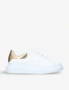 Alexander Mcqueen Gold Foil Embellished Chunky Leather Sneakers In White/comb