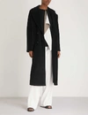 Max Mara Madame Double Breast Wool Blend Coat In Black