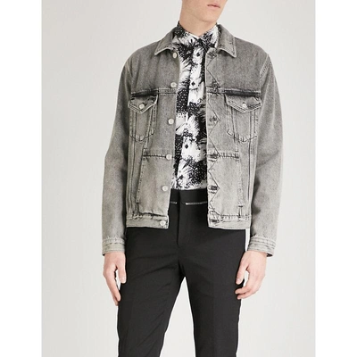 Givenchy Point Collar Washed Denim Shirt In Grey