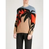 Valentino Palm Tree Intarsia Wool And Cashmere-blend Jumper In Camel