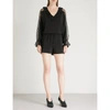 STELLA MCCARTNEY SHEER-SLEEVE RUFFLED CREPE PLAYSUIT