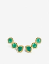 Monica Vinader Gold Plated Vermeil Silver Siren Green Onyx Climber Earrings In Green