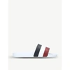 MONCLER BASILE STRIPED LEATHER SLIDERS,5120-10004-1843710879