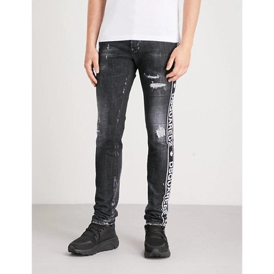 Dsquared2 Cool Guy Tape-panel Stretch-denim Skinny Jeans In Black