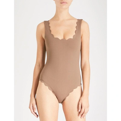 Marysia Palm Springs Scallop-edged Swimsuit In Toffee