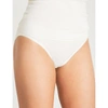 Shop Hanro Seamless Midi Cotton-jersey Briefs In Pale Cream