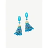 KENDRA SCOTT DOVE 14CT GOLD-PLATED AQUA TOWELLITE TASSEL EARRINGS