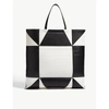 CALVIN KLEIN 205W39NYC WHITE AND BLACK GEOMETRIC GIANT GEOMETRIC-PATTERN LEATHER TOTE BAG