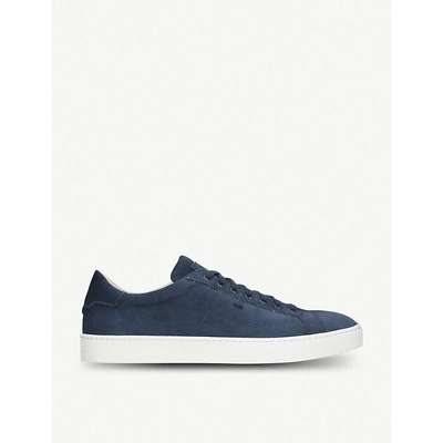 Santoni Suede Gloria Sneakers In Blue