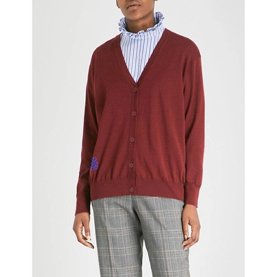 Sandro Or Embellished Wool Cadigan In Red