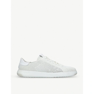 Cole Haan Men's Grandpro Perforated Leather Tennis Trainers In White Leather