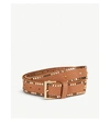ZADIG & VOLTAIRE WOMENS CAMEL STARLIGHT STUDDED LEATHER BELT S,669-10175-PWGAC0901F